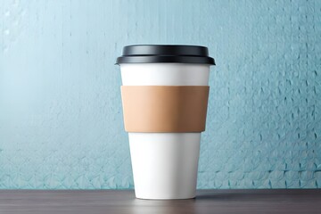 Reusable coffee goblet isolated on pastel blue background