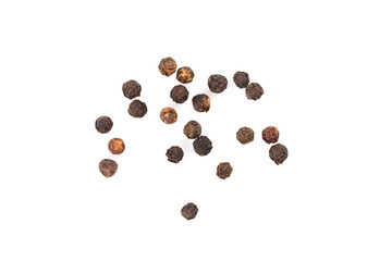Black pepper seeds on white