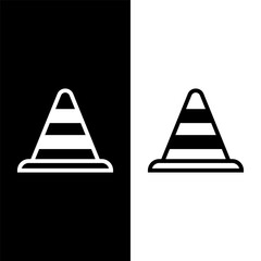 black and white traffic cone icon