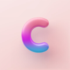 3D Colorful Gradient letter C on a light background