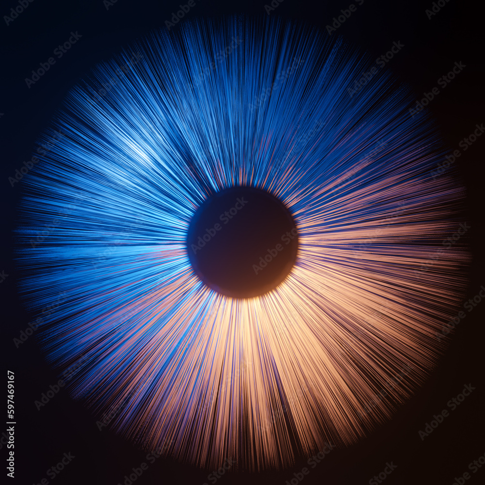 Wall mural abstract visualization of an eye with blue red retina and iris as conceptual background for science 