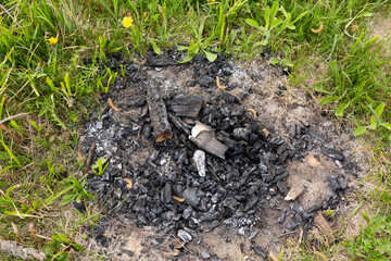 the flames of fire in the forest. camping