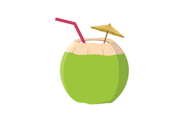 Young coconut juice isolated on white background. flat style illustration vector