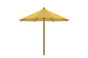 Yellow beach umbrella isolated on white background