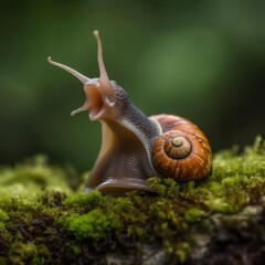 Funny Expressions: A Snail Yawning with Tongue and Antennae, escargot afraid, generative ai