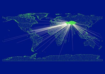 Vibrant, detailed map for Kazakhstan emphasizing export, technology, trade and innovation. Ideal for businesses, entrepreneurs. Enhance presentations and marketing materials.