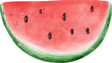 cute fresh half cut watermelon fruit watercolor