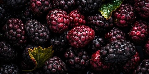 AI Generative. AI Generated. Macro shot photo of close up berry blackberries. Graphic design background. Graphic Art