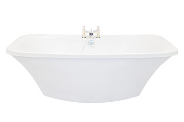  Cutout of an isolated white modern ceramic bathtub with the transparent png
