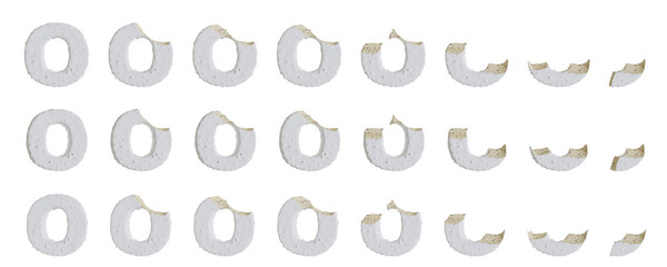 Milk cream with Almonds and Vanilla Ice Cream Bars O-shaped, 3D rendering