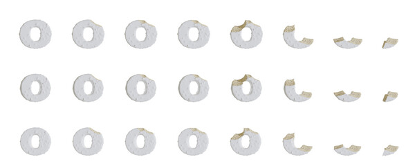 Milk cream with Almonds and Vanilla Ice Cream Bars o-shaped, 3D rendering