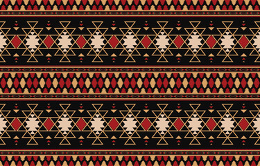 Ethnic abstract ikat art. Fabric Morocco, geometric ethnic pattern seamless  color oriental. Background, Design for fabric, curtain, carpet, wallpaper, clothing, wrapping, Batik, vector illustration