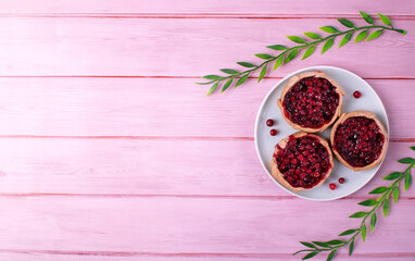 Kalitka pie, Karelian pasty, with cowberry on pink table. Mockup with copy space. Top view - 597475966