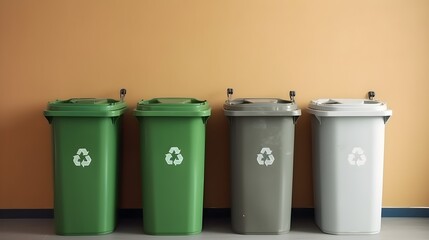 Different garbage bins recycling symbole
