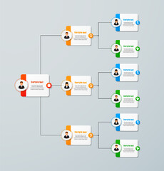 Corporate organizational chart. Business hierarchy infographic elements. Vector illustration