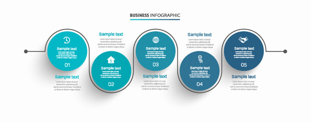 Vector infographic template with 5 options or steps. Can be used for workflow layout, diagram, annual report, web design