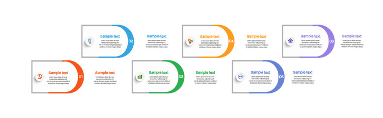 Vector infographic design template with icons and 6 options or steps. Can be used for process diagram, presentations, workflow layout, flow chart, info graph