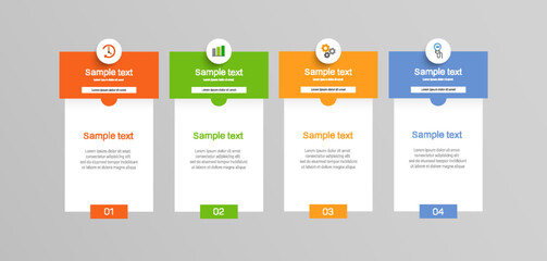 Infographic template with 4 options, workflow, process chart. Can be used for workflow layout, diagram, annual report, web design, steps or processes 