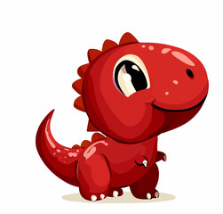 Happy little cute red dinosaur t-rex vector art