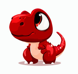 Happy little cute red dinosaur t-rex vector art