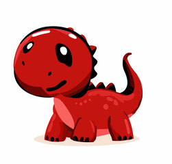 Happy little cute red dinosaur t-rex vector art