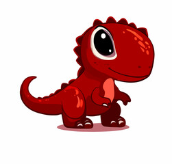 Happy little cute red dinosaur t-rex vector art