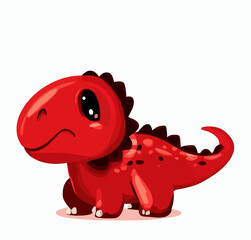 Happy little cute red dinosaur t-rex vector art