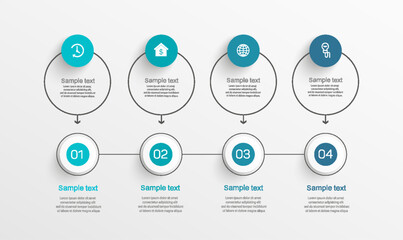 Infographic template with 4 options, workflow, process chart. Can be used for workflow layout, diagram, annual report, web design, steps or processes 