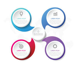 Vector infographic business presentation template with circular interconnection with 4 options.