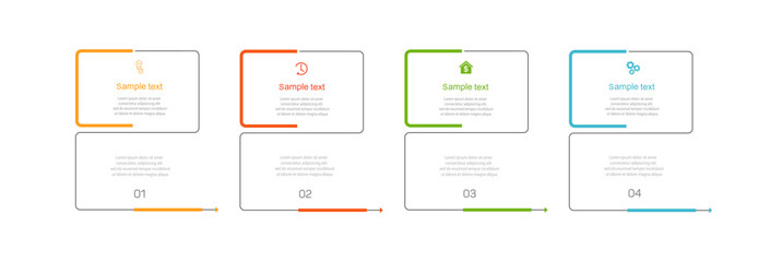 Infographic template with 4 options, workflow, process chart. Can be used for workflow layout, diagram, annual report, web design, steps or processes 