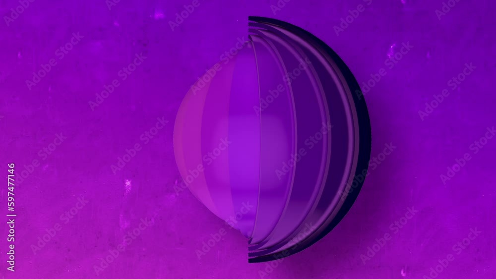 Aufkleber Digital seamless loop animation of geometric rotating art object with bright pink gradient on old concrete background. Creative modern design. 3d rendering. HD resolution