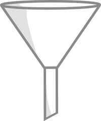 Glass funnels are pipes with a wide mouth and smaller end that are typically used in laboratory settings.