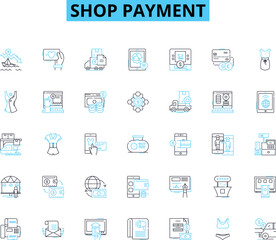 Shop payment linear icons set. Cash, Credit, Debit, Mobile, Online, Swipe, Tap line vector and concept signs. Contactless,ApplePay,SamsungPay outline illustrations