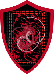 Fiery birds. Coat of arms, emblem, shield, tattoo design