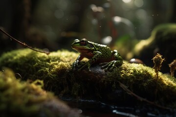 Green Forest Frog Close-up: AI Generated Generative AI