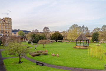 Fototapeta na wymiar View of the Parade Gardens in Bath - England