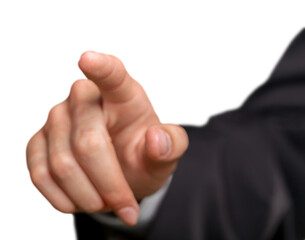 Businessman Finger Pressing an Imaginary Button