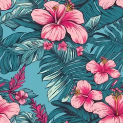 Fotobehang Seamless Colorful Tropical Floral Pattern. Seamless pattern of botanical abstract shapes in colorful style. Add color to your digital project with our pattern! © MDQDigital