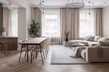 Fototapeta premium interior background contemporary luxury couch table living room apartment lifestyle estate modern comfortable. Generative AI.
