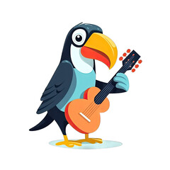 Obraz premium Toucan character playing guitar - Cartoon Illustration 1