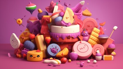 Diet Food: Figurative analogy drawing with uncluttered visual setup. Generative Ai