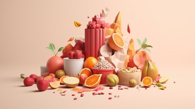 Diet Food: Conceptual metaphor illustration with clear visual hierarchy. Generative Ai