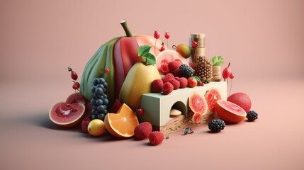 Diet Food: Conceptual metaphor illustration with clear visual hierarchy. Generative Ai