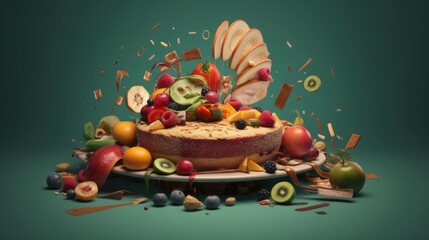 Fototapeta premium Diet Food: Creative analogy picture with coherent visual layout. Generative Ai