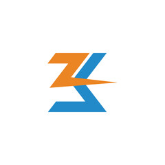letter zb power thunder colorful logo vector