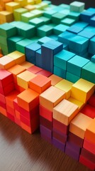 Colorful Rainbow Blocks Background. Generative ai