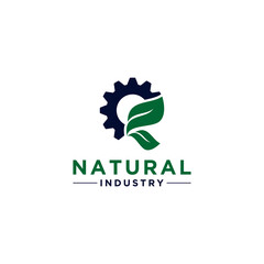 logo for the natural industry with gears and leaves that reflect nature