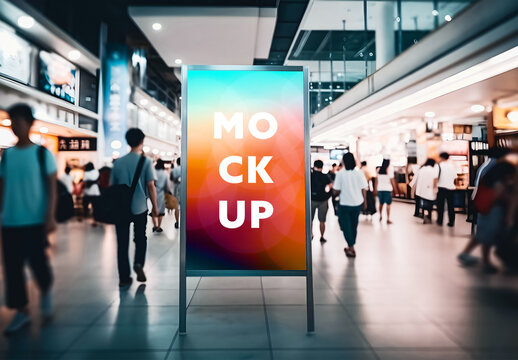 Shopping Mall Advertising Sign Mockup. Ai Generative