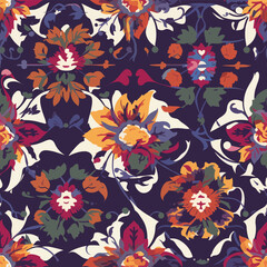 Seamless Colorful Ceramic Pattern. Seamless pattern of botanical abstract shapes in colorful style. Add color to your digital project with our pattern!