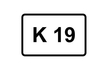 Illustration eines Kreisstraßenschildes der K 19 in Deutschland	
